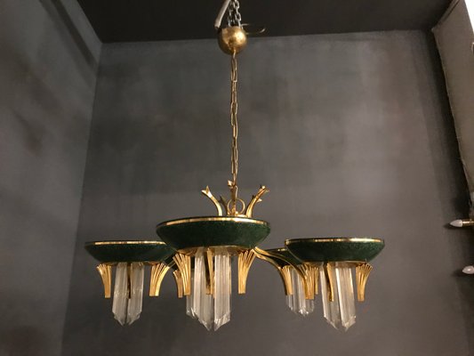 Crystal Brass Chandelier, 1970s-JJC-666967