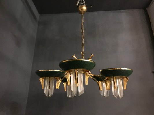 Crystal Brass Chandelier, 1970s-JJC-666967