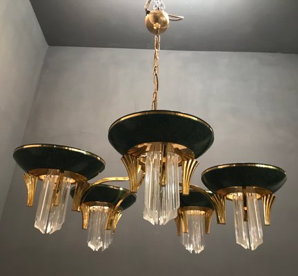 Crystal Brass Chandelier, 1970s-JJC-666967