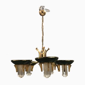 Crystal Brass Chandelier, 1970s-JJC-666967