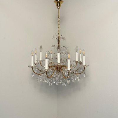 Crystal Brass Chandelier from Palme & Walter, 1970s-TWF-1813362