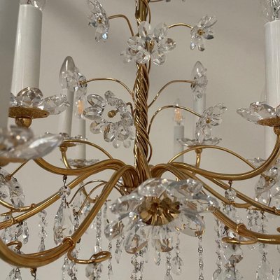 Crystal Brass Chandelier from Palme & Walter, 1970s-TWF-1813362