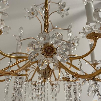 Crystal Brass Chandelier from Palme & Walter, 1970s-TWF-1813362