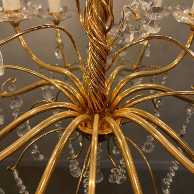 Crystal Brass Chandelier from Palme & Walter, 1970s-TWF-1813362