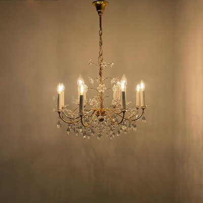 Crystal Brass Chandelier from Palme & Walter, 1970s-TWF-1813362