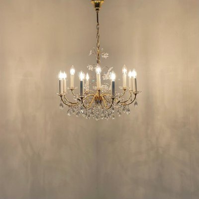 Crystal Brass Chandelier from Palme & Walter, 1970s-TWF-1813362