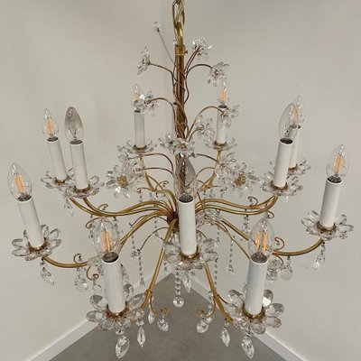 Crystal Brass Chandelier from Palme & Walter, 1970s-TWF-1813362