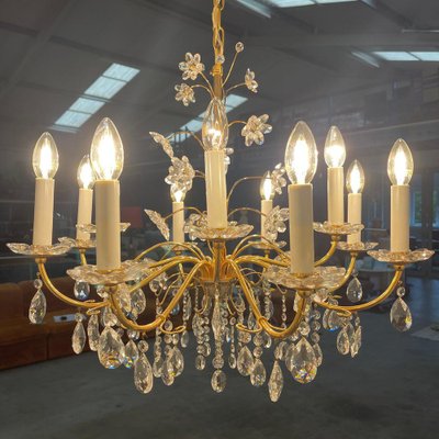 Crystal Brass Chandelier from Palme & Walter, 1970s-TWF-1813362