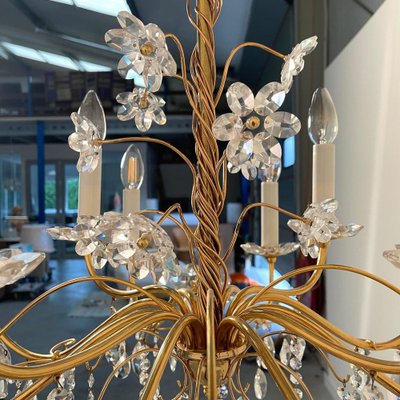 Crystal Brass Chandelier from Palme & Walter, 1970s-TWF-1813362