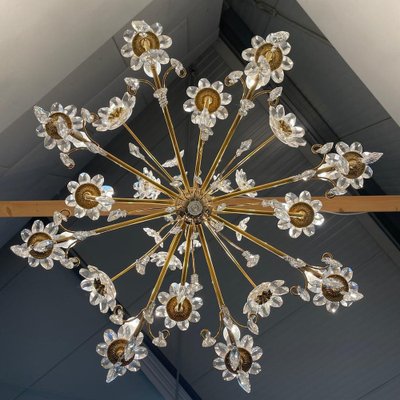 Crystal Brass Chandelier from Palme & Walter, 1970s-TWF-1813362