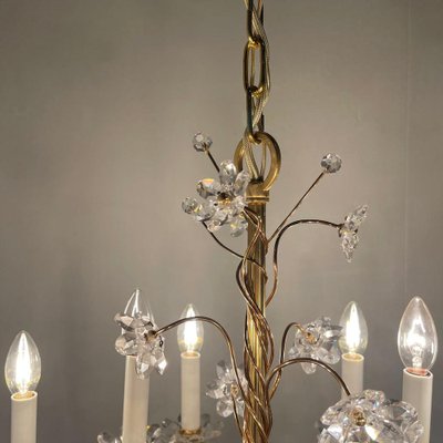 Crystal Brass Chandelier from Palme & Walter, 1970s-TWF-1813362