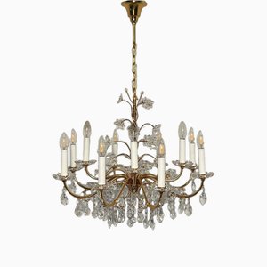 Crystal Brass Chandelier from Palme & Walter, 1970s-TWF-1813362