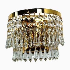 Crystal & Brass Wall Light from Dotzauer, 1980s-ZWH-740130