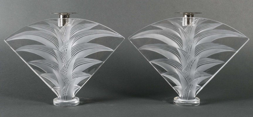 Crystal Candlesticks from Lalique, 1990s, Set of 2-WFS-1700713