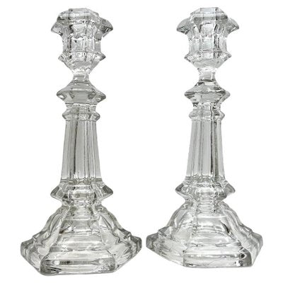 Crystal Candlesticks from Val Saint Lambert, Belgium, 1900s, Set of 2-MJY-1769406