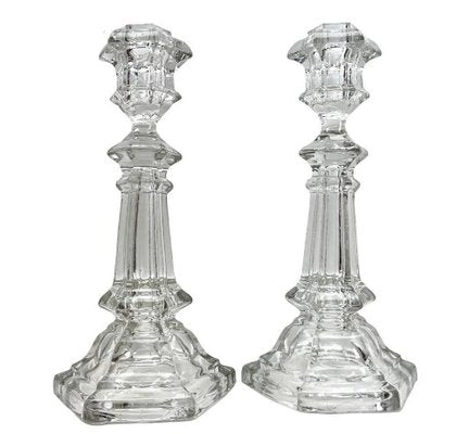 Crystal Candlesticks from Val Saint Lambert, Belgium, 1900s, Set of 2-MJY-1769406