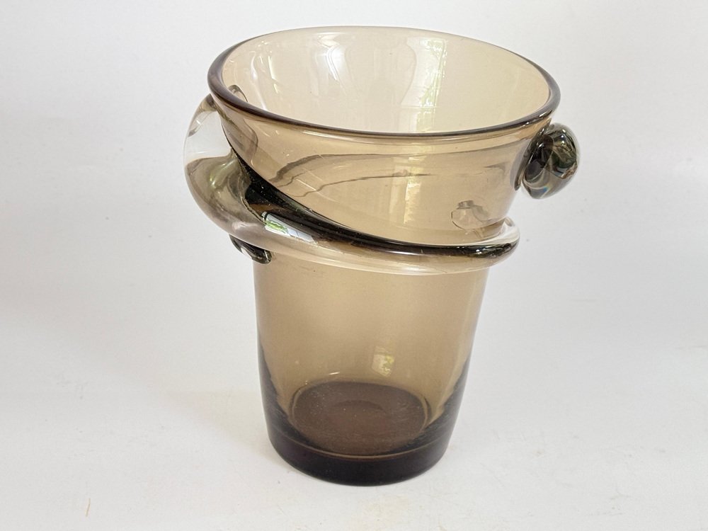 Crystal Champagin Bucket in Grey Brown Color, France, 1960s