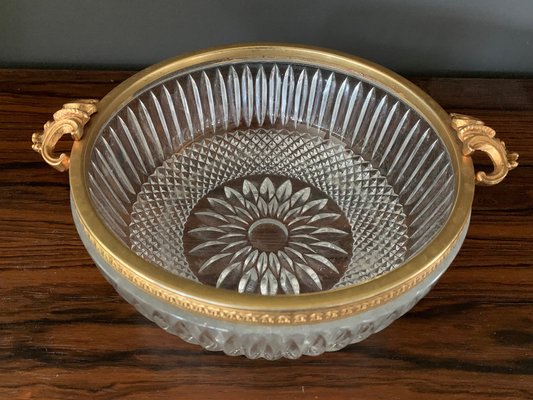 Crystal Cut Baccarat Bowl with Golden 24c Handles, 1960s-XQY-1406600