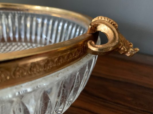 Crystal Cut Baccarat Bowl with Golden 24c Handles, 1960s-XQY-1406600