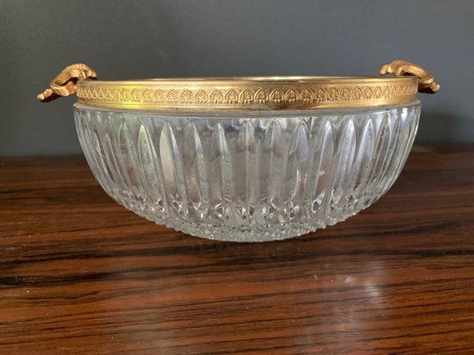 Crystal Cut Baccarat Bowl with Golden 24c Handles, 1960s-XQY-1406600