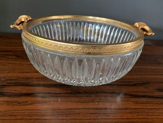 Crystal Cut Baccarat Bowl with Golden 24c Handles, 1960s-XQY-1406600