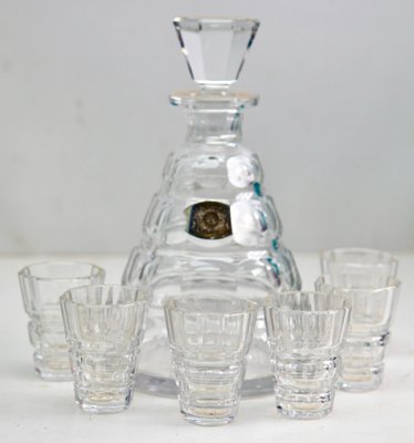 Crystal Decanter by Charles Graffart for Val Saint Lambert, 1950s, Set of 7-MJY-1361669