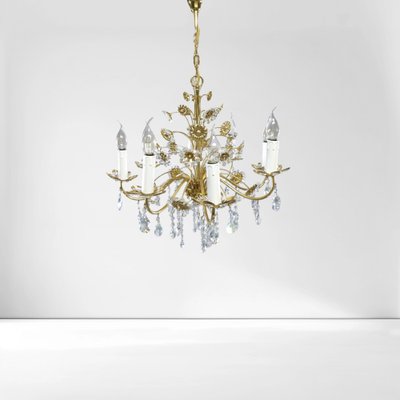 Crystal Flower Chandelier from Palwa, 1970s-QUV-2041037