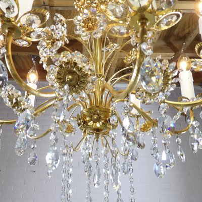 Crystal Flower Chandelier from Palwa, 1970s-QUV-2041037