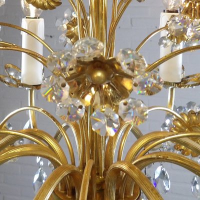 Crystal Flower Chandelier from Palwa, 1970s-QUV-2041037