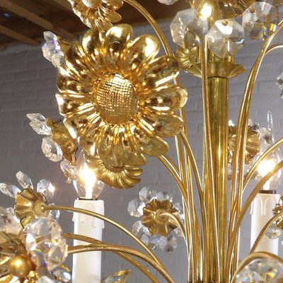 Crystal Flower Chandelier from Palwa, 1970s-QUV-2041037