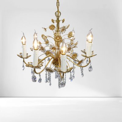 Crystal Flower Chandelier from Palwa, 1970s-QUV-2041037