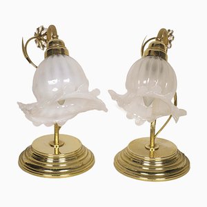 Crystal, Gilt Brass & Blown Murano Glass Table Lamps, 1950s, Set of 2-NJV-857214