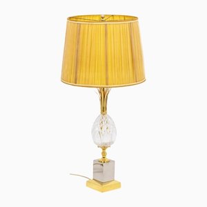 Crystal Gilt & Silvered Metal Pineapple Lamp, 1970s-CEJ-1151461