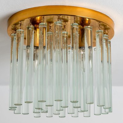 Crystal Glass and Brass Flush Mount attributed to Ernst Palme, 1970s-VDW-1403250