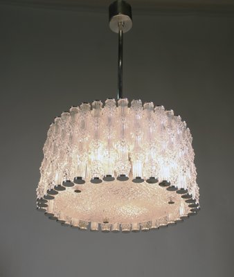 Crystal Glass and Chrome Drum Pendant Lamp by J. T. Kalmar for Kalmar, 1960s-DEK-546799