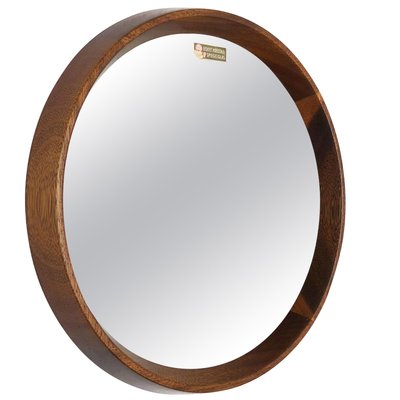 Crystal Glass and Oak Wood Mirror from Luxus Vittsjö, 1960s