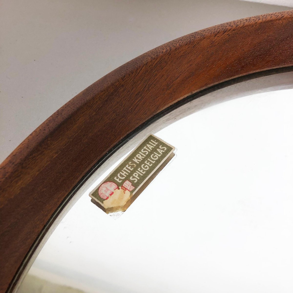 Crystal Glass and Oak Wood Mirror from Luxus Vittsjö, 1960s