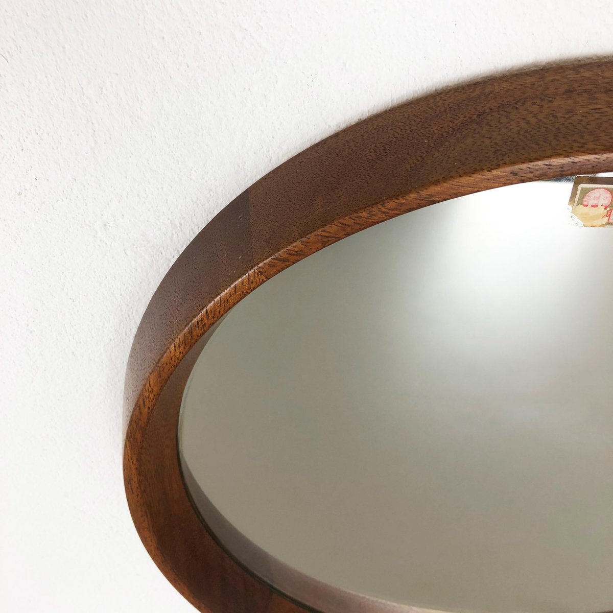 Crystal Glass and Oak Wood Mirror from Luxus Vittsjö, 1960s