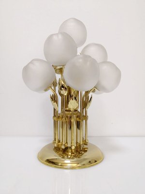 Crystal Glass & Brass Apple Table Lamp, 1970s-JJT-888701