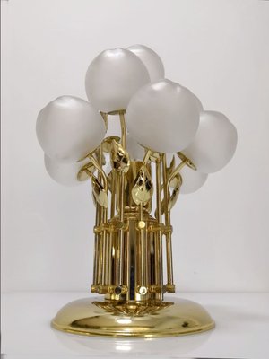 Crystal Glass & Brass Apple Table Lamp, 1970s-JJT-888701