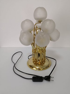 Crystal Glass & Brass Apple Table Lamp, 1970s-JJT-888701