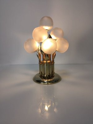 Crystal Glass & Brass Apple Table Lamp, 1970s-JJT-888701