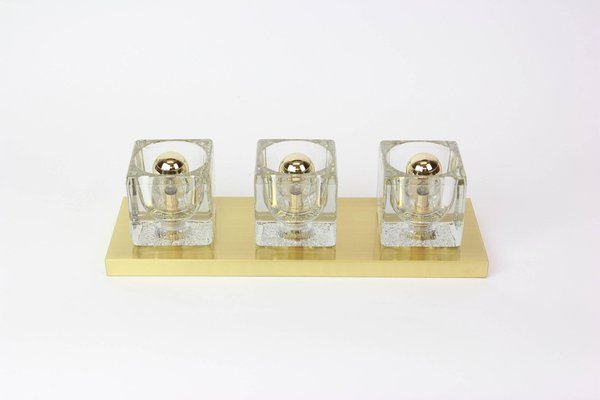 Crystal Glass Brass Wall Sconces by Peill & Putzler, Germany, Set of 2-UGR-1085434