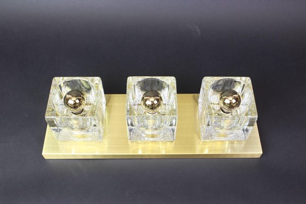 Crystal Glass Brass Wall Sconces by Peill & Putzler, Germany, Set of 2-UGR-1085434