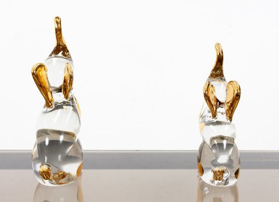 Crystal Glass Elephants from Murano, 1950s, Set of 2-GCG-722815