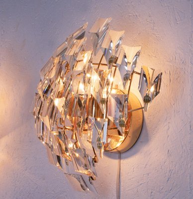 Crystal & Gold Plated Wall Lights by Oscar Torlasco for Stilkronen, 1970s, Set of 2-DEK-951738