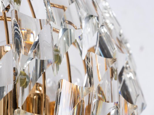 Crystal & Gold Plated Wall Lights by Oscar Torlasco for Stilkronen, 1970s, Set of 2-DEK-951738