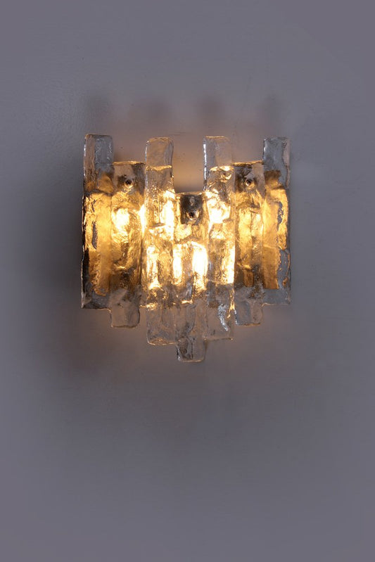 Crystal Ice Glass Wall Lamp from Kalmar Franken Kg, 1960s