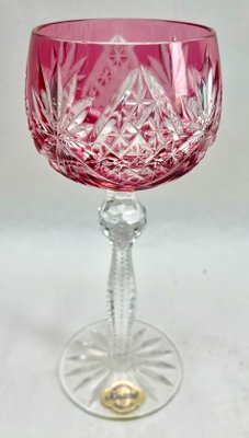 Crystal Knittel with Label Stem Glasses with Overlay Cut to Clear from Nachtmann, 1950s, Set of 6-MJY-1741994