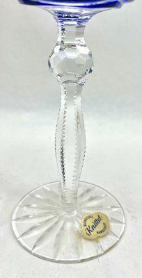 Crystal Knittel with Label Stem Glasses with Overlay Cut to Clear from Nachtmann, 1950s, Set of 6-MJY-1741994